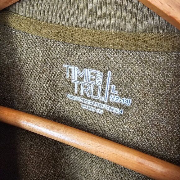 EUC TIME AND TRU OLIVE GREEB CREW NECK LIGHT PULLOVER SWEATER SIZE L - Picture 8 of 11